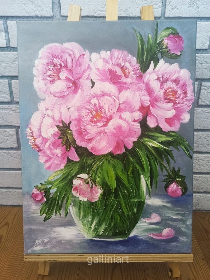 Розовые пионы — работа GalliniArt